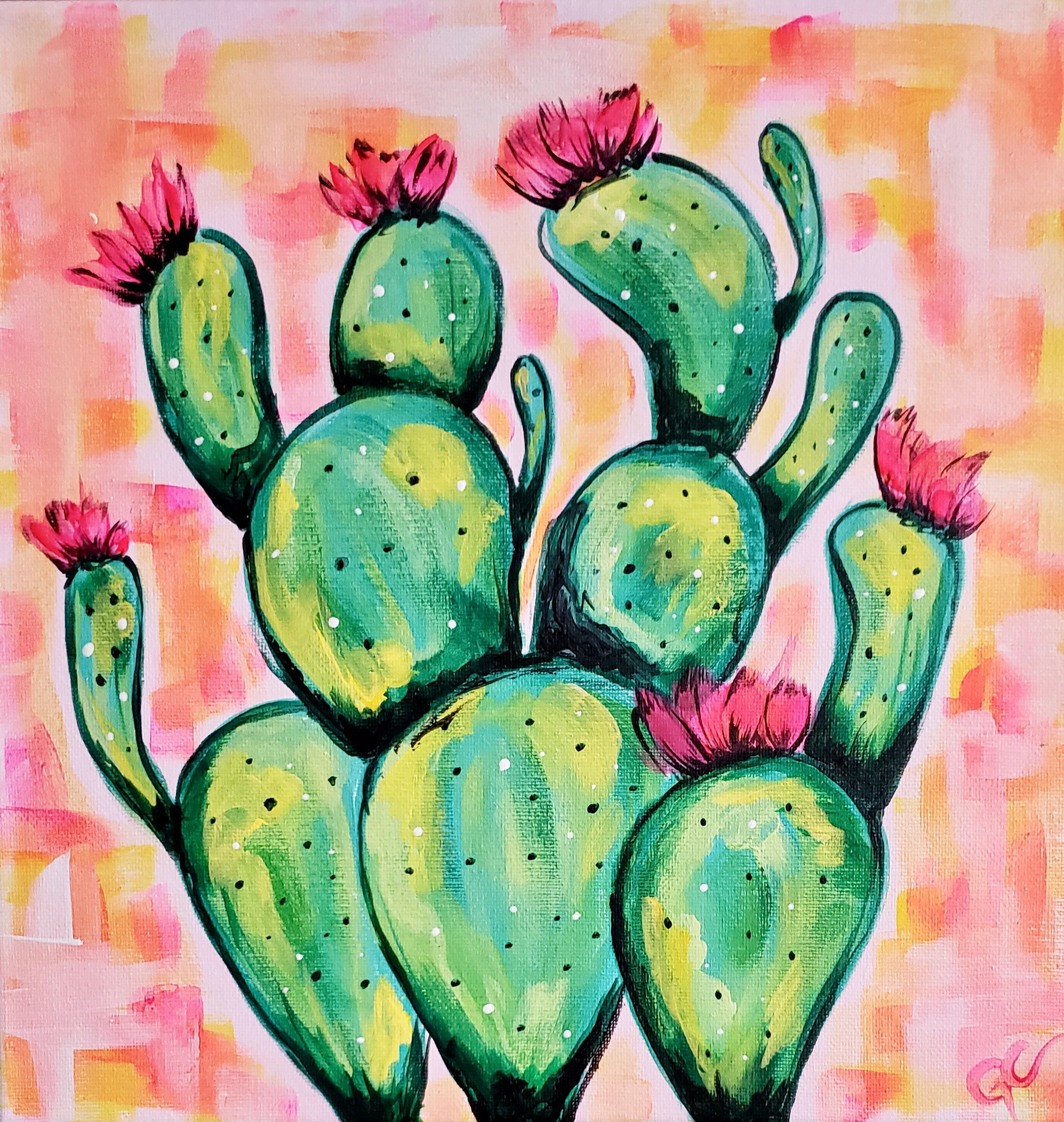 Watercolor Cactus Painting Series - Simple Cactus Landscape With Brusho  Crystals