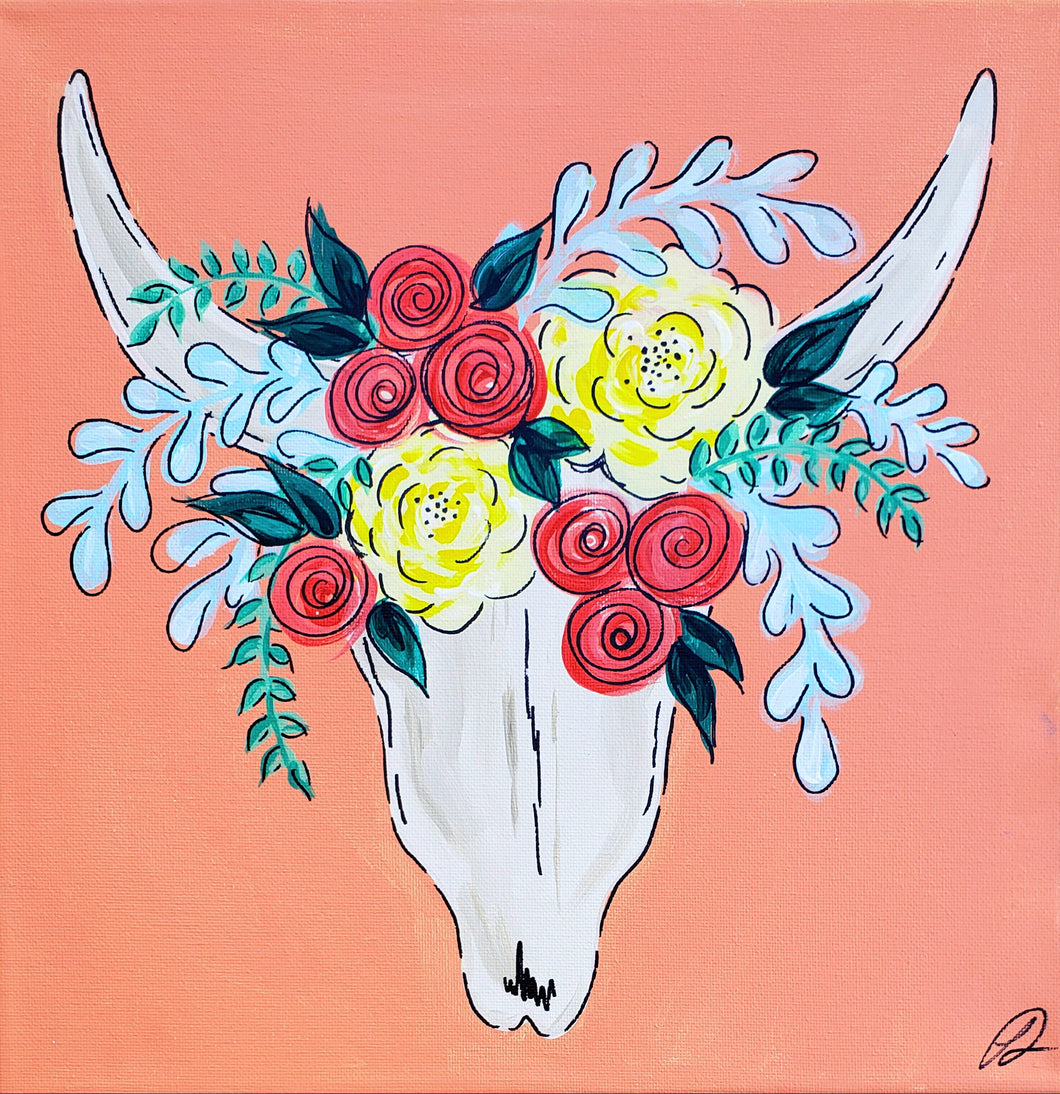 Art Box - Floral Cattle Skull
